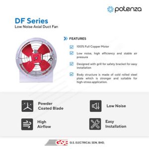 POTENZA Low Noise Axial Duct Fan - DF Series